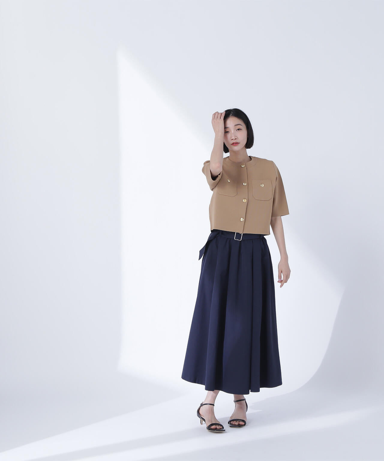 ワイドベルトタフタスカート*