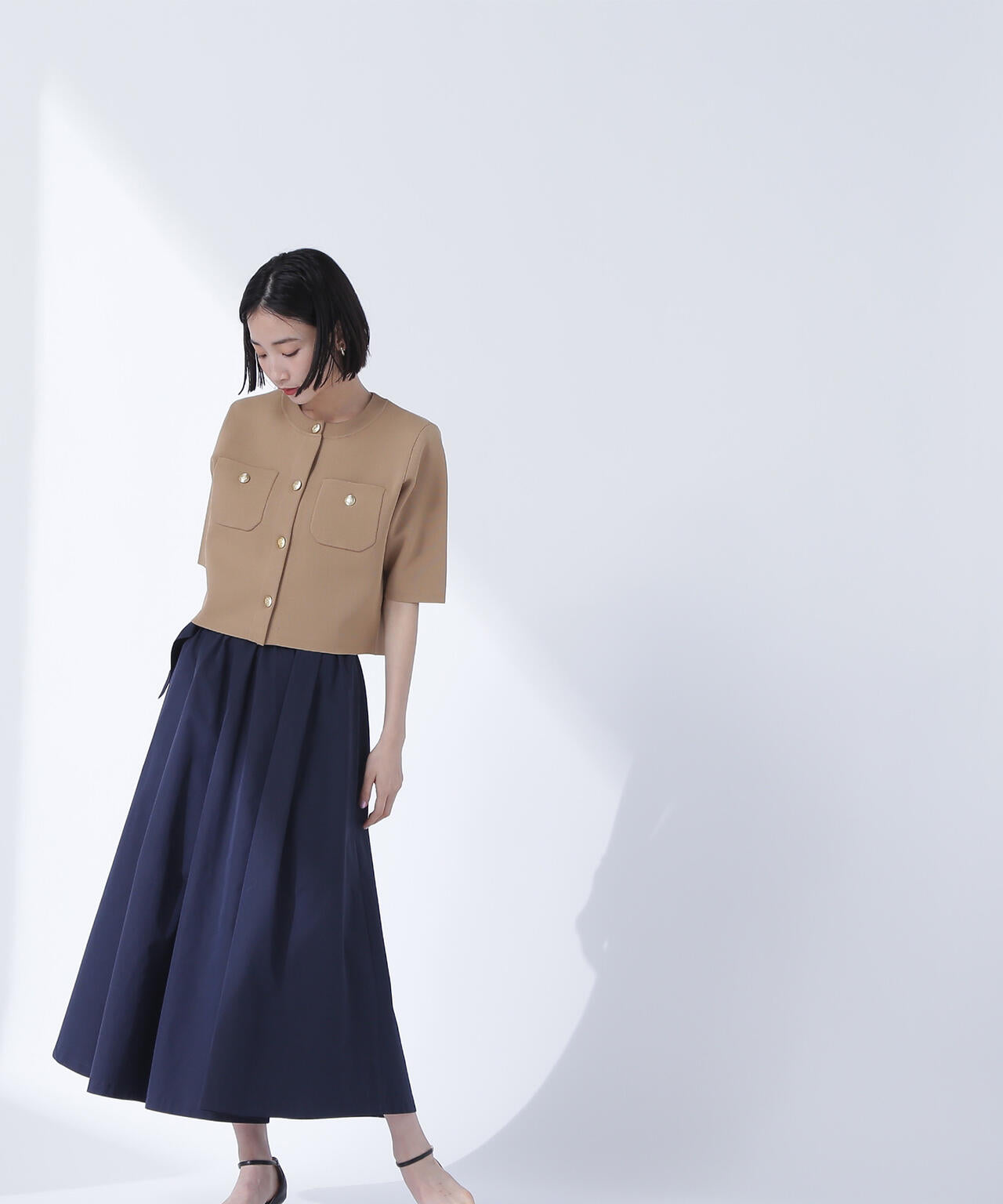ワイドベルトタフタスカート*