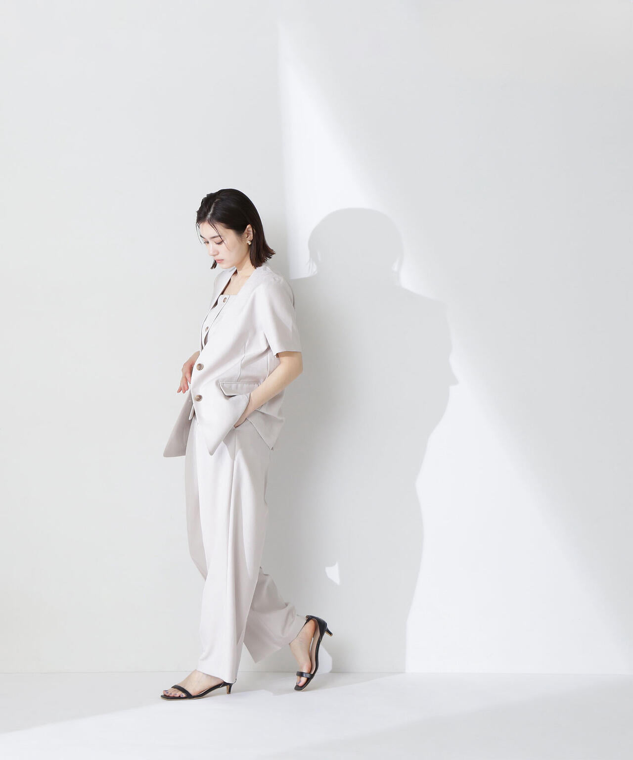 リネンライクツイルシリーズ ストレートパンツ*