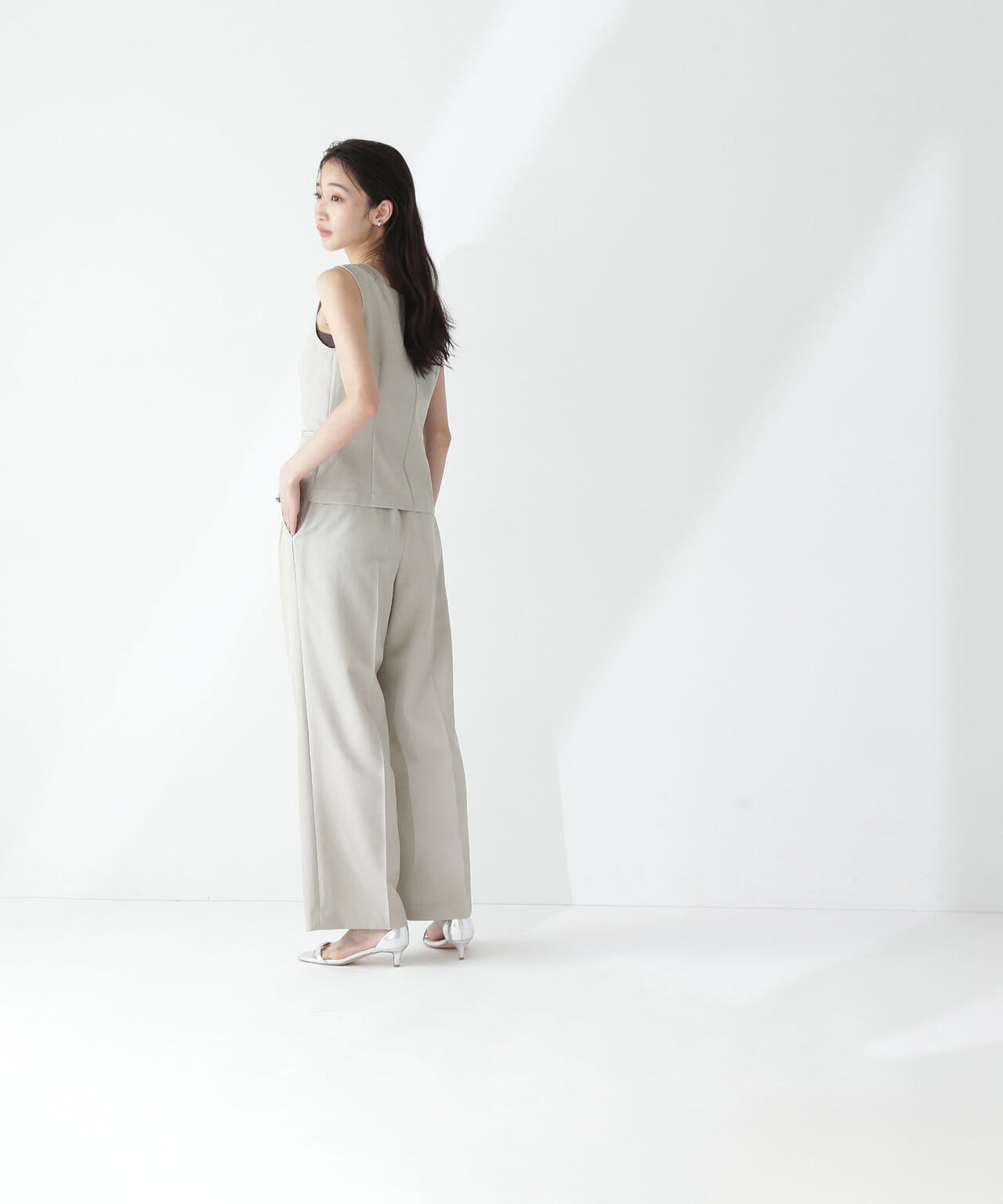 リネンライクツイルシリーズ ストレートパンツ*