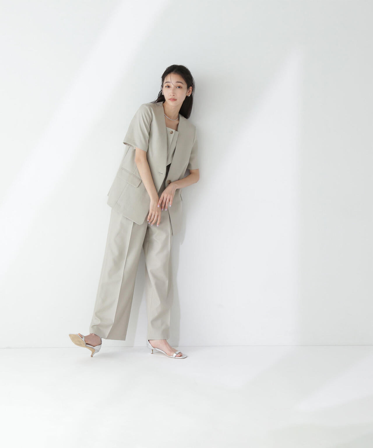 リネンライクツイルシリーズ ストレートパンツ*