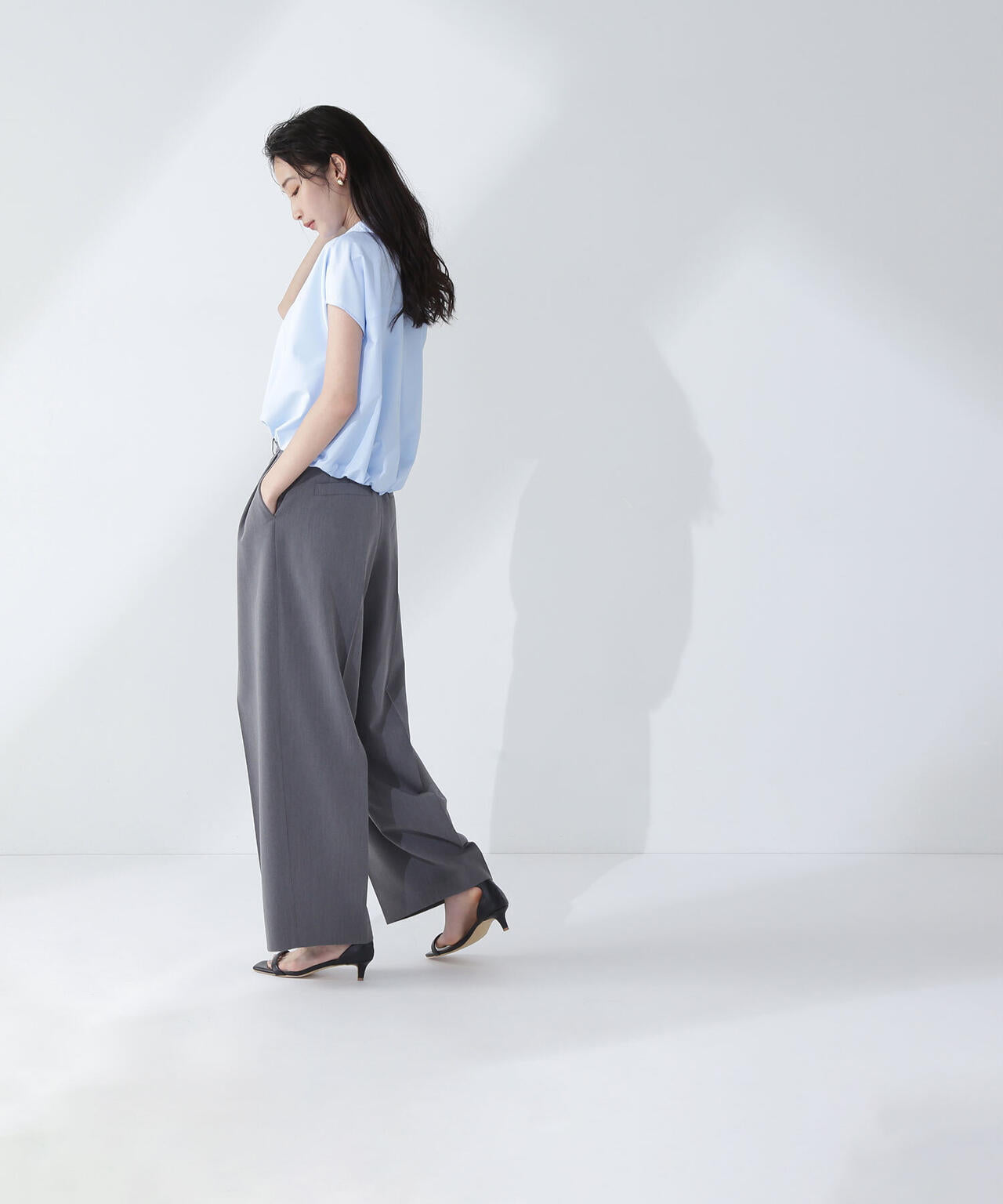 ＜骨格ナチュラル＞ツータックワイドパンツ*