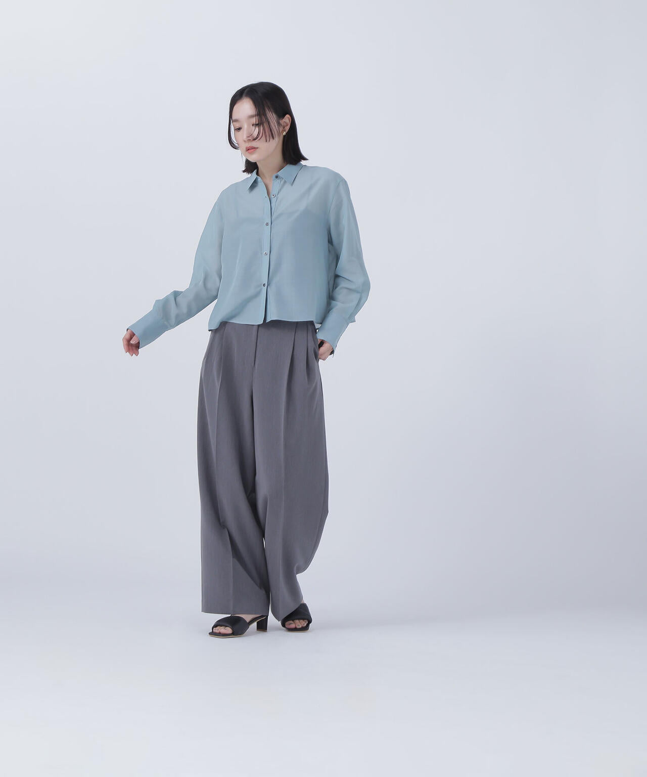 ＜骨格ナチュラル＞ツータックワイドパンツ*