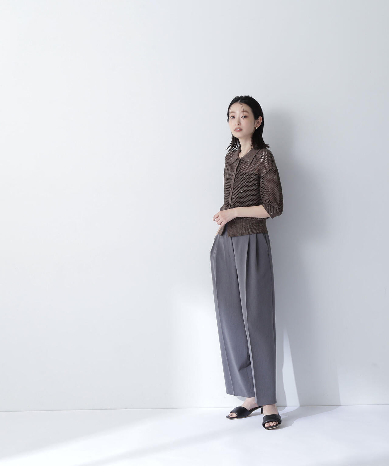 ＜骨格ナチュラル＞ツータックワイドパンツ*