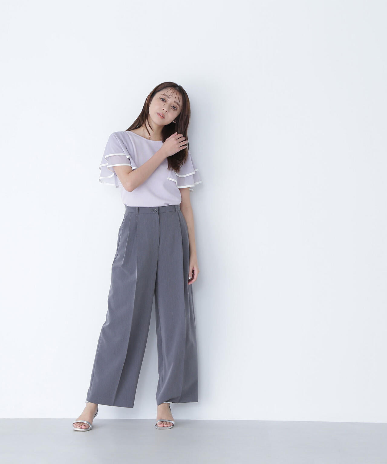 ＜骨格ナチュラル＞ツータックワイドパンツ*
