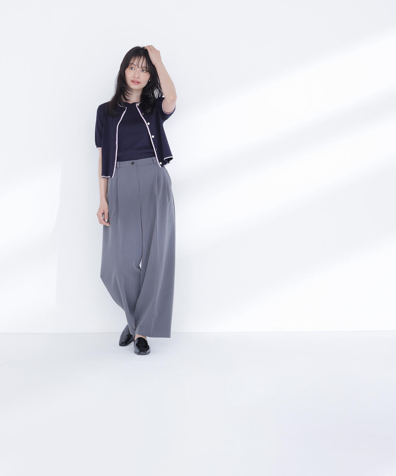 ＜骨格ナチュラル＞ツータックワイドパンツ*