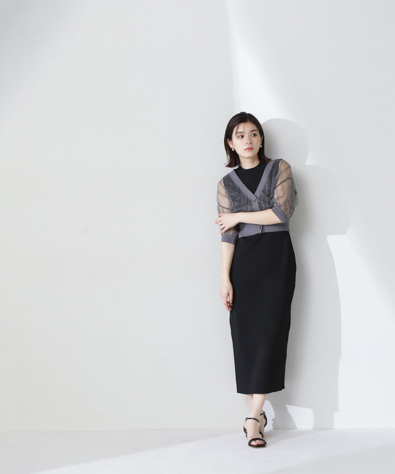 シャーリングシアーカーデセットワンピース＊