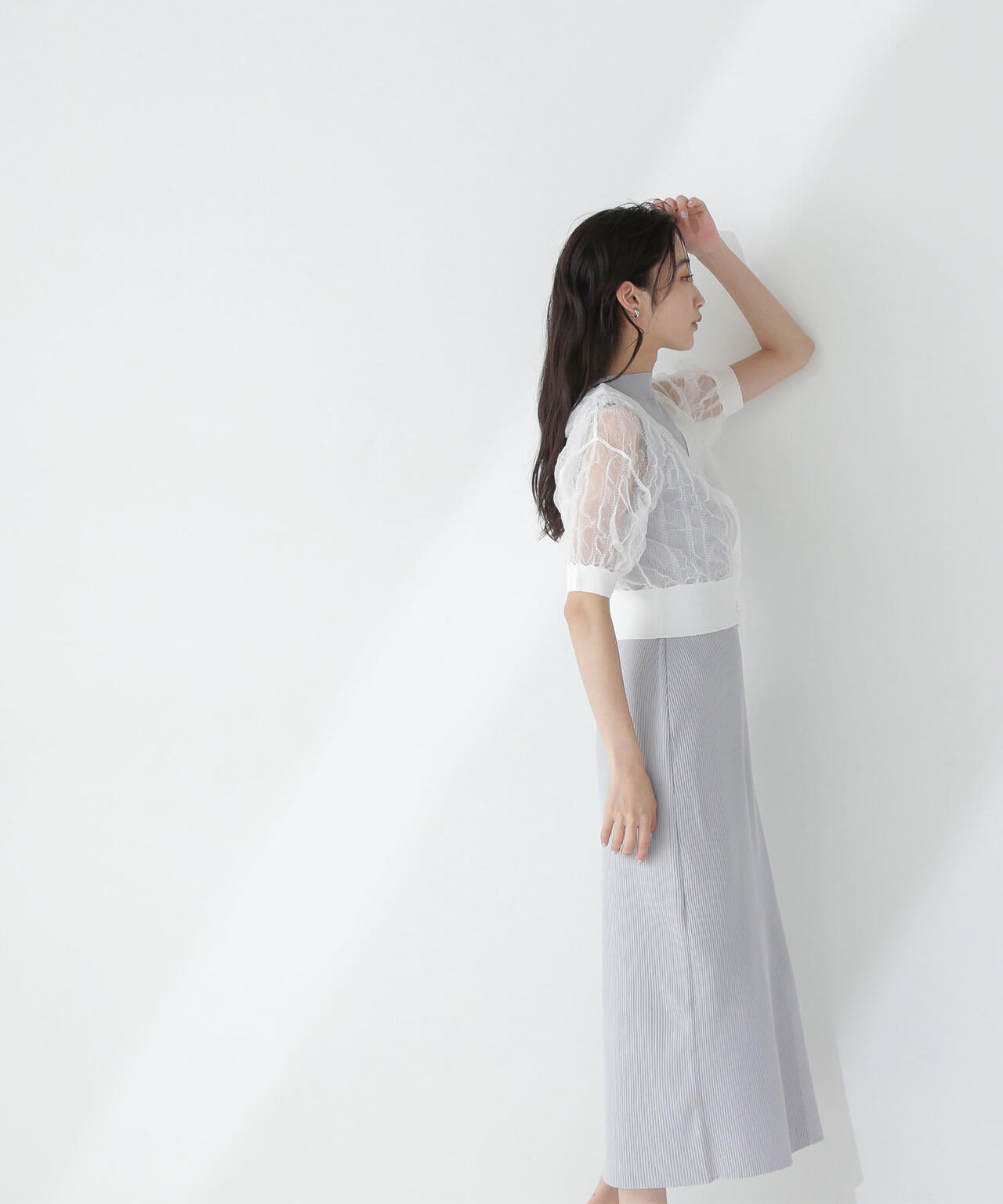 シャーリングシアーカーデセットワンピース＊