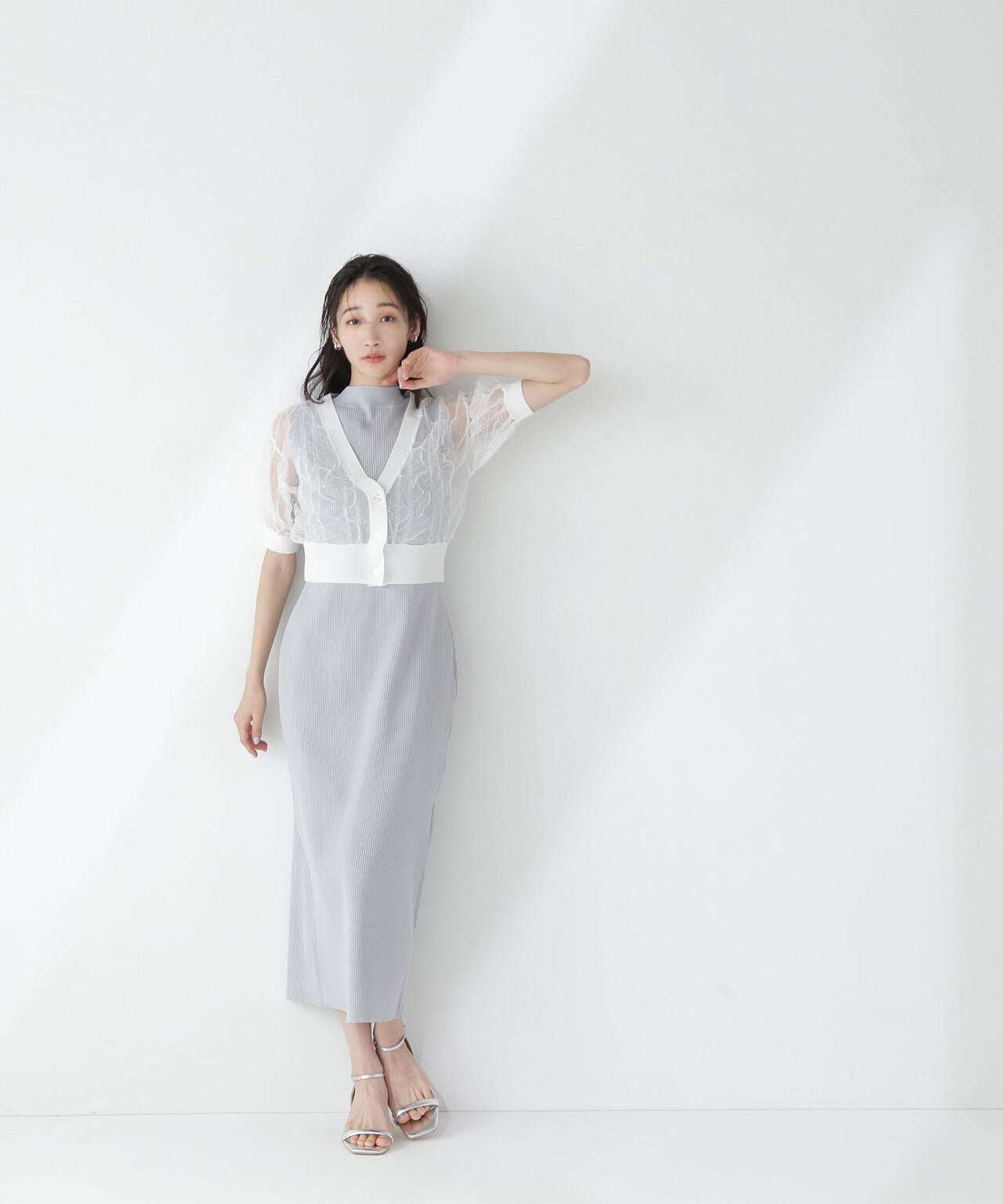シャーリングシアーカーデセットワンピース＊