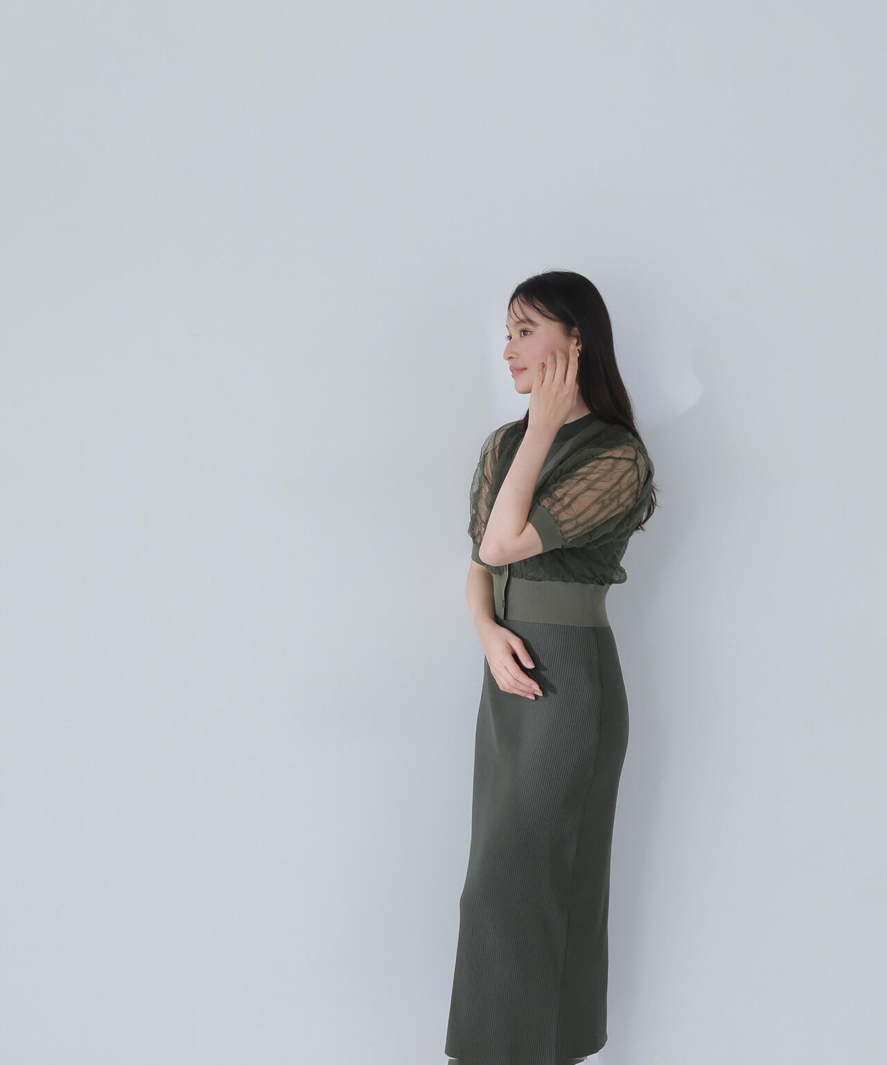 シャーリングシアーカーデセットワンピース＊