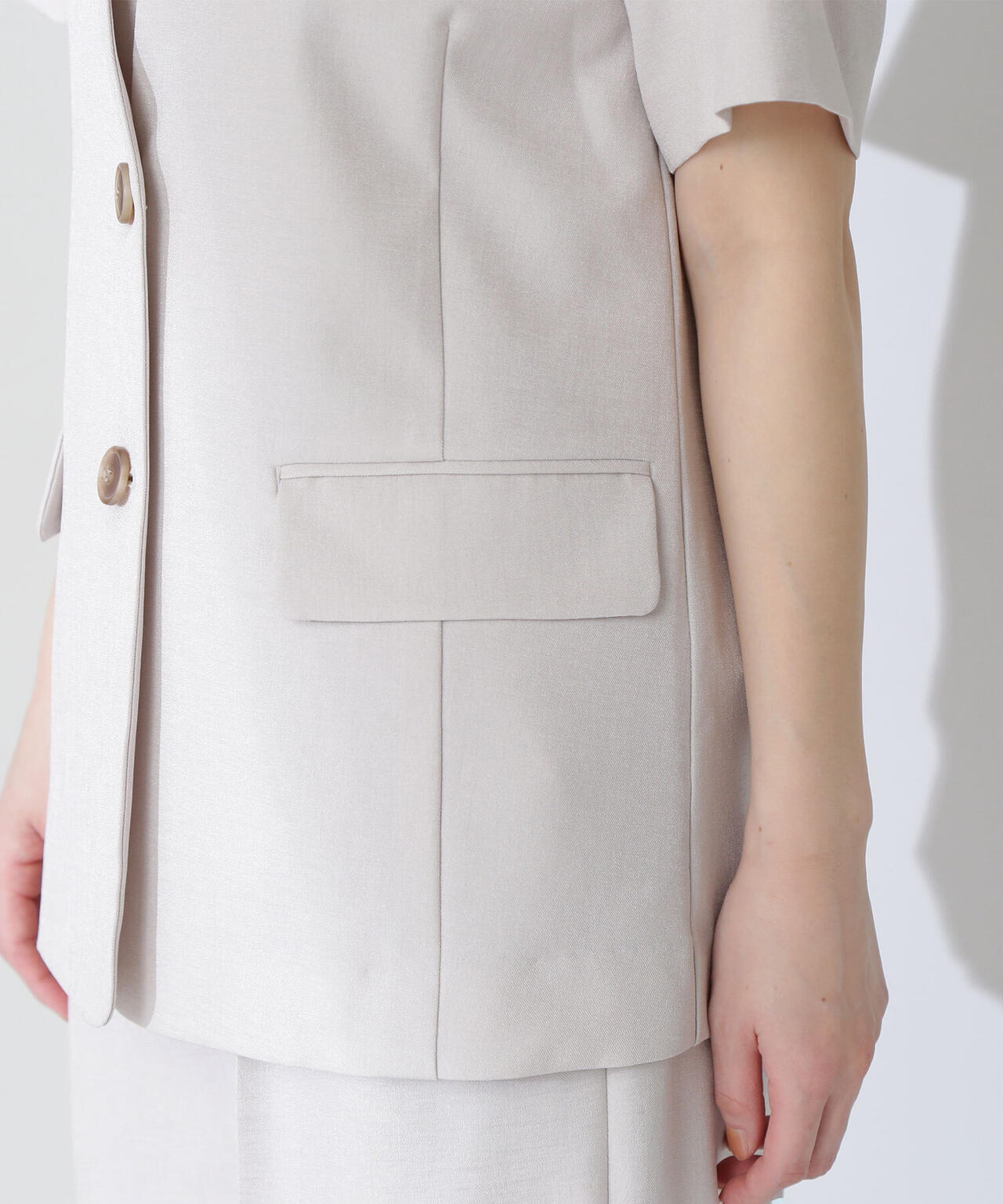 リネンライクツイルシリーズ ハーフスリーブジャケット*