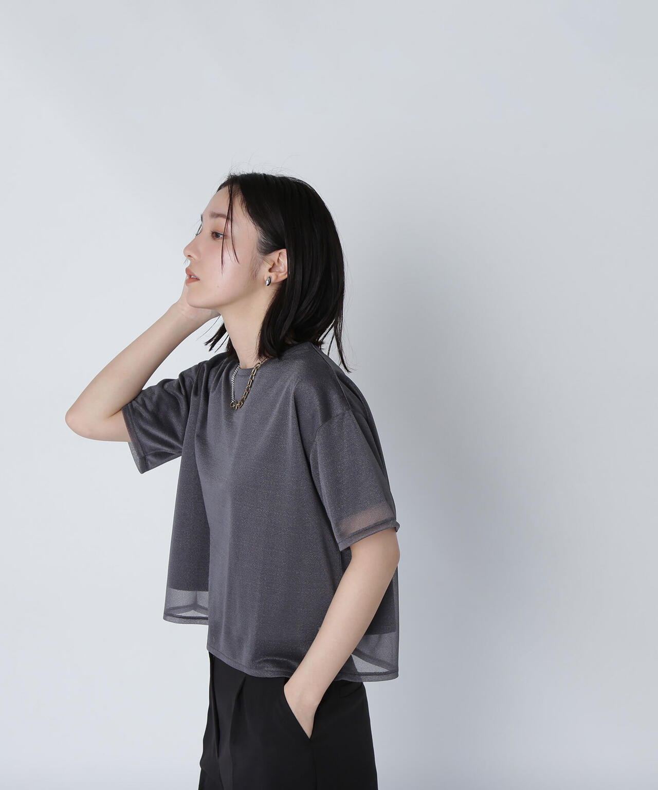 グロッシーシアーレイヤードTシャツ＊