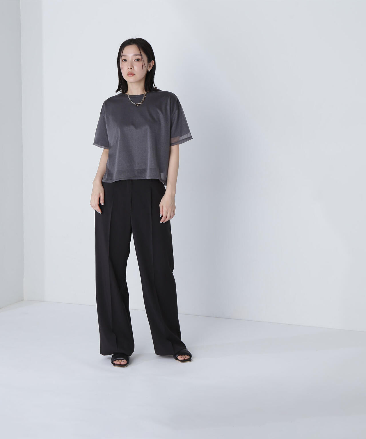 グロッシーシアーレイヤードTシャツ＊