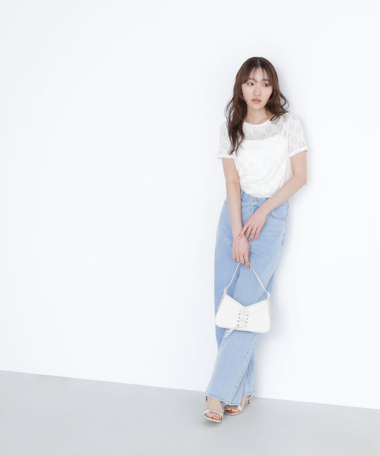 カットレースTシャツ*