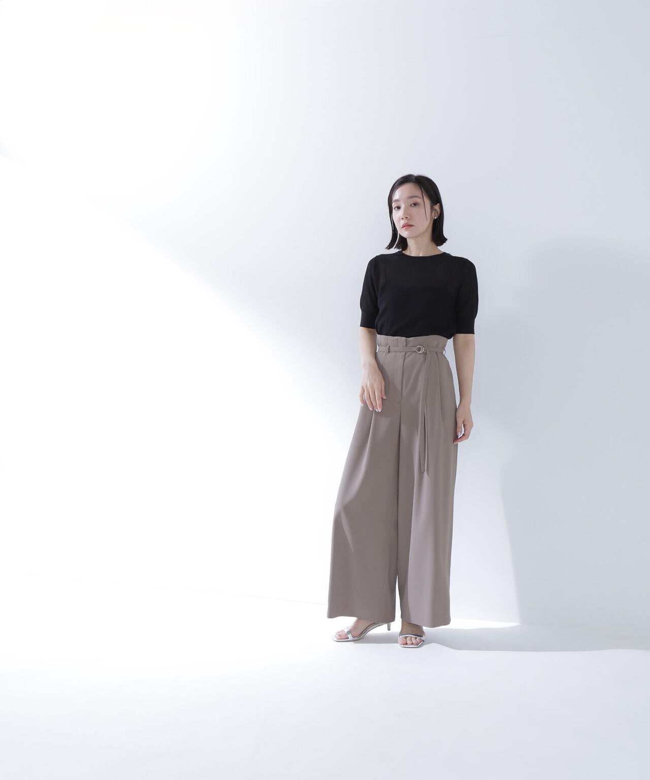 クルーネックシアーリブニット*