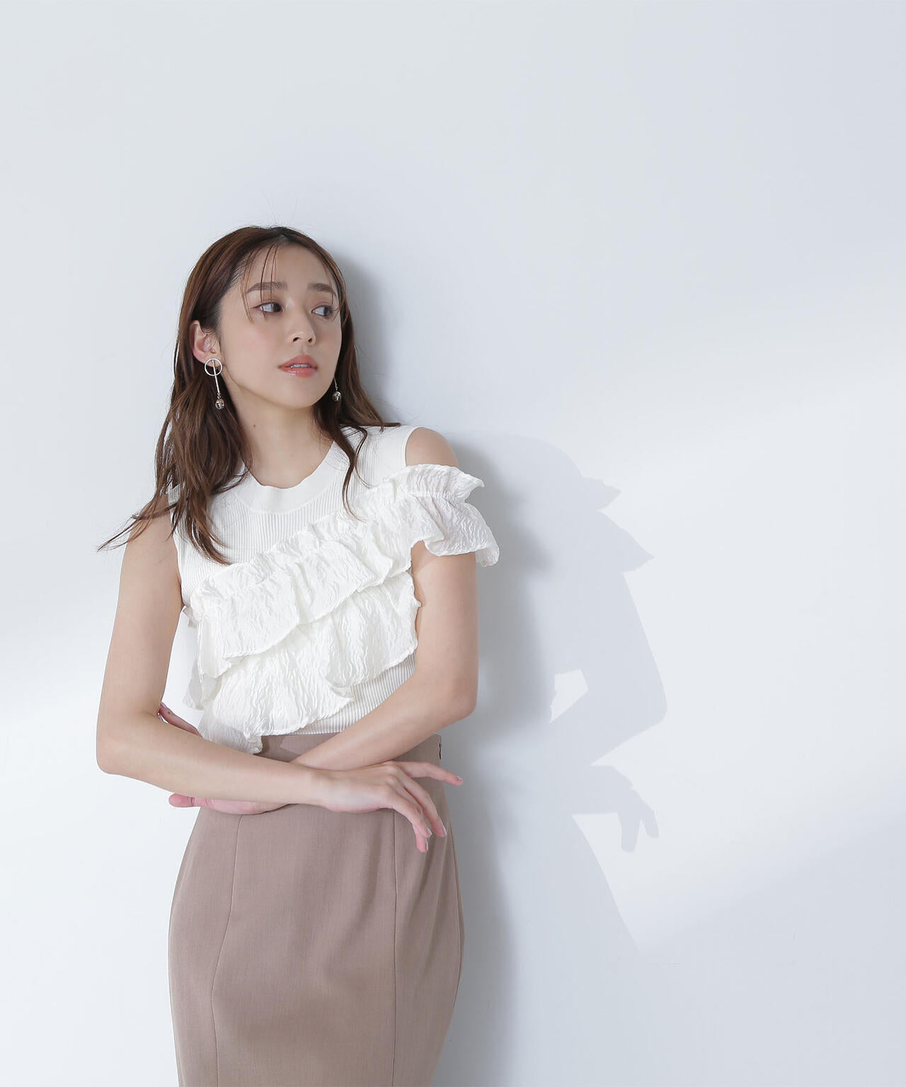 ジャガードフリルドッキングニット*