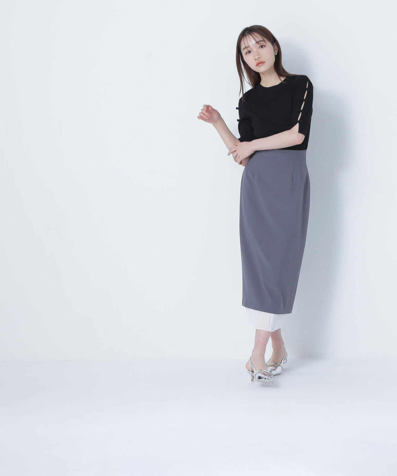 リボンスリーブニット*