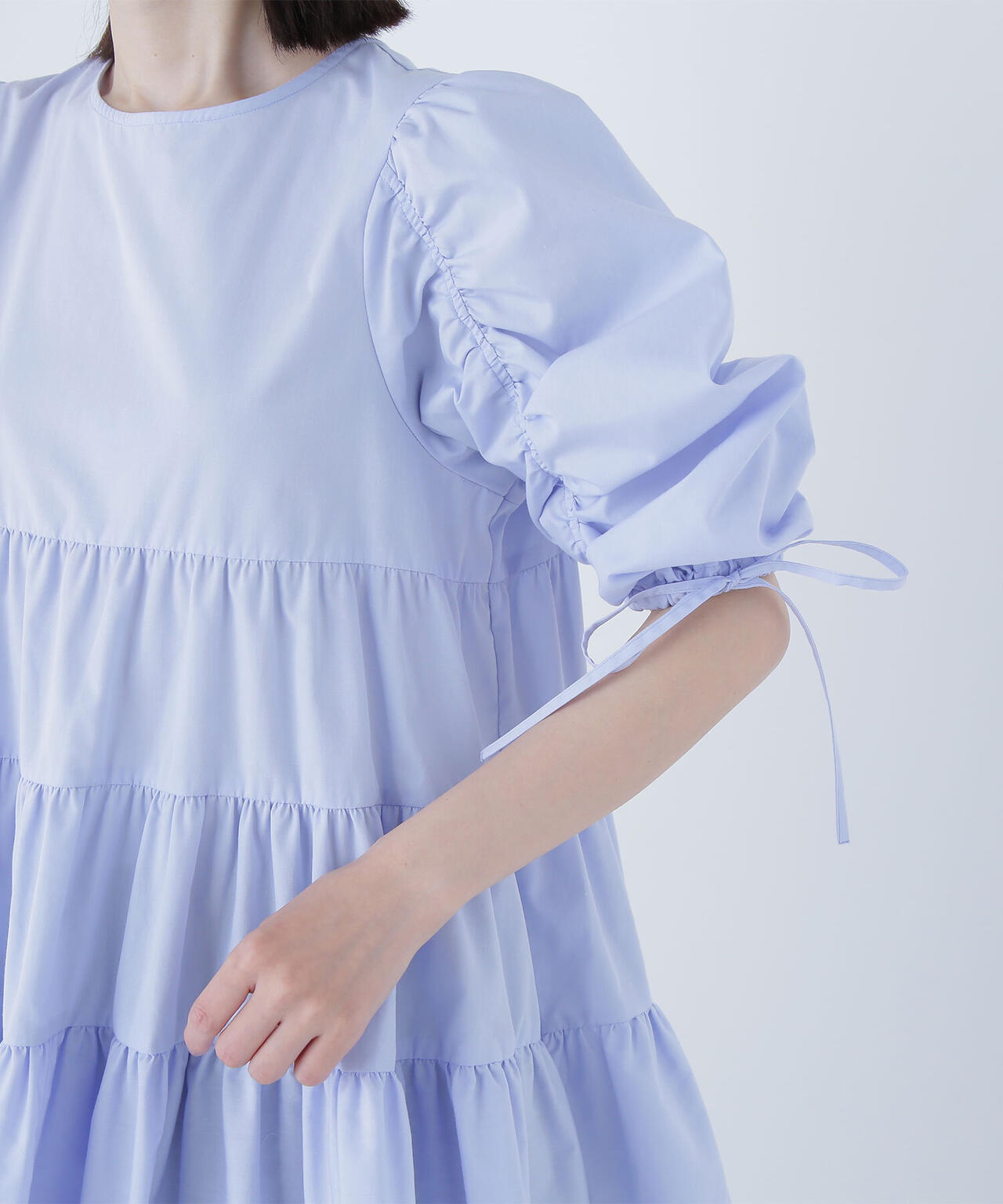 ギャザースリーブティアードチュニックブラウス＊