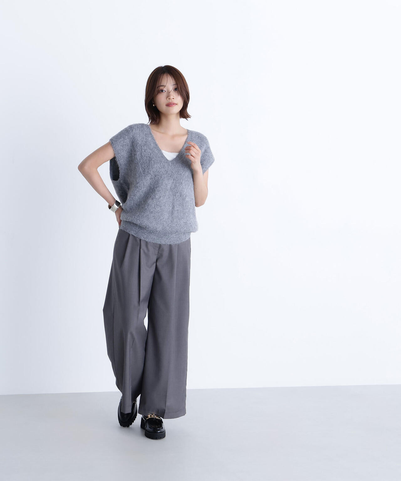 デザインベルトワイドパンツ*