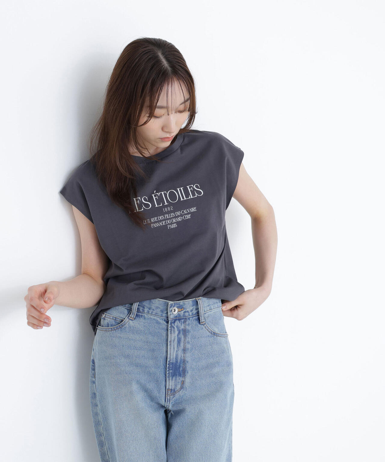 フレンチスリーブロゴTシャツ*