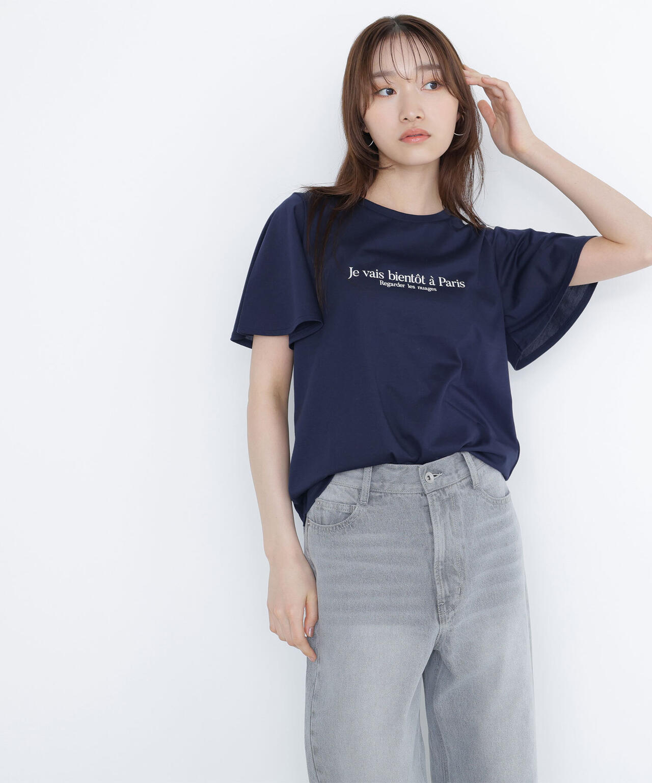 フレアスリーブロゴTシャツ*