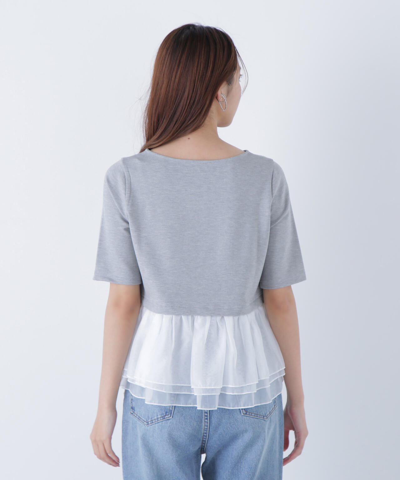 シフォンドッキングペプラムカットソー*