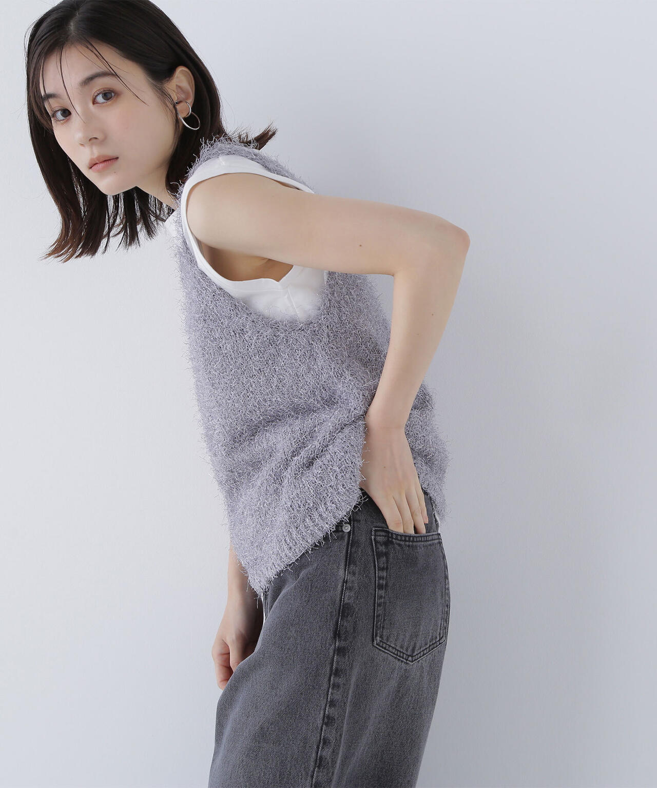 フリンジニットベストセット*