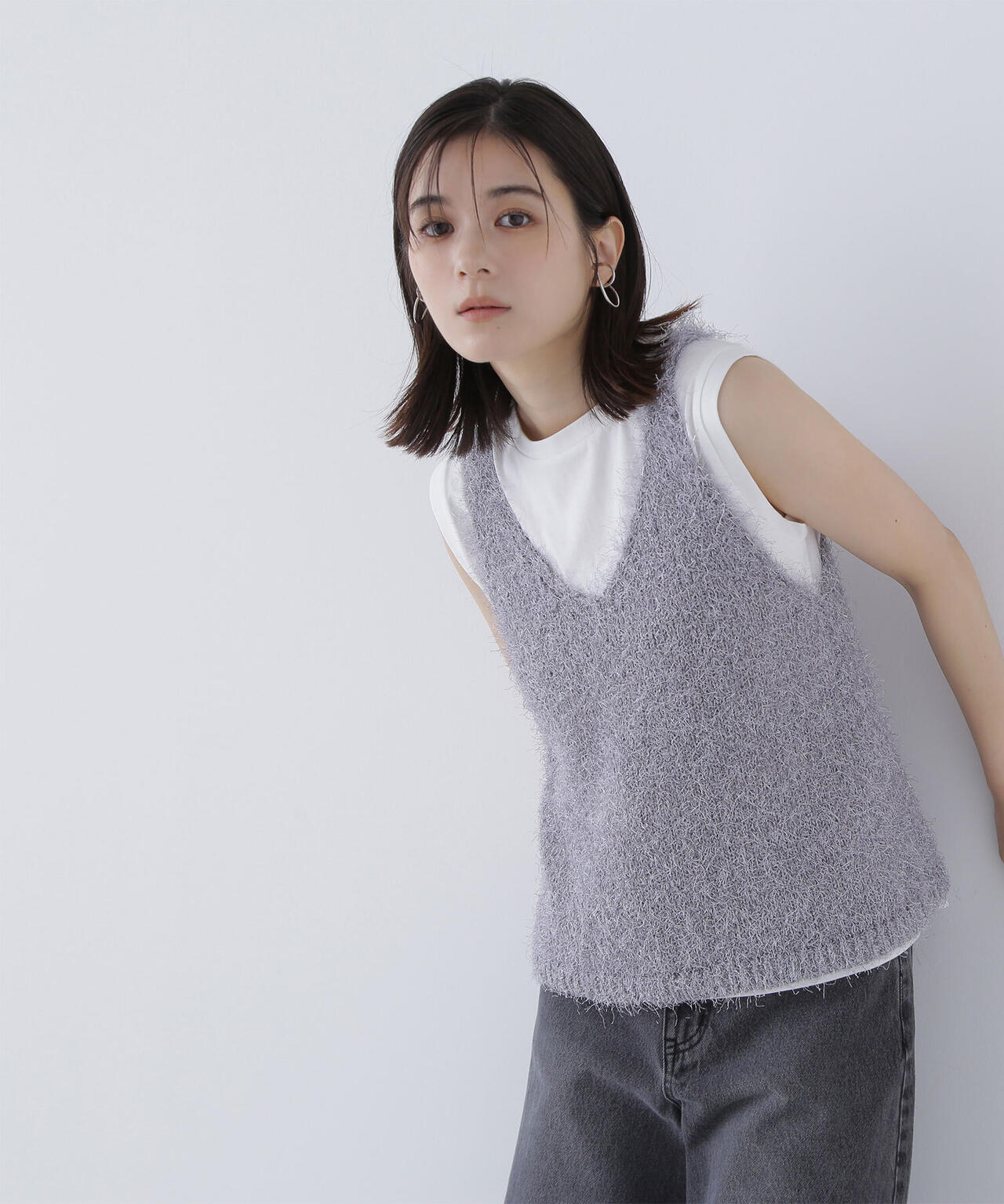 フリンジニットベストセット*