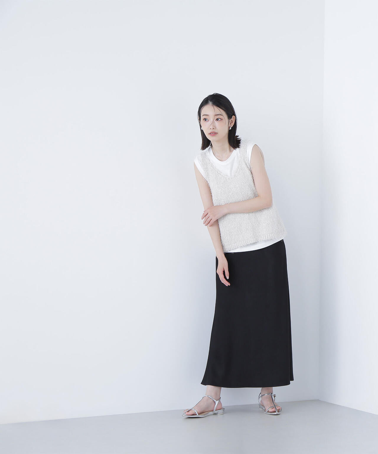 フリンジニットベストセット*