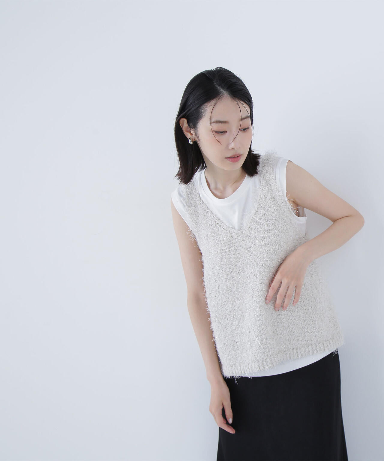 フリンジニットベストセット*