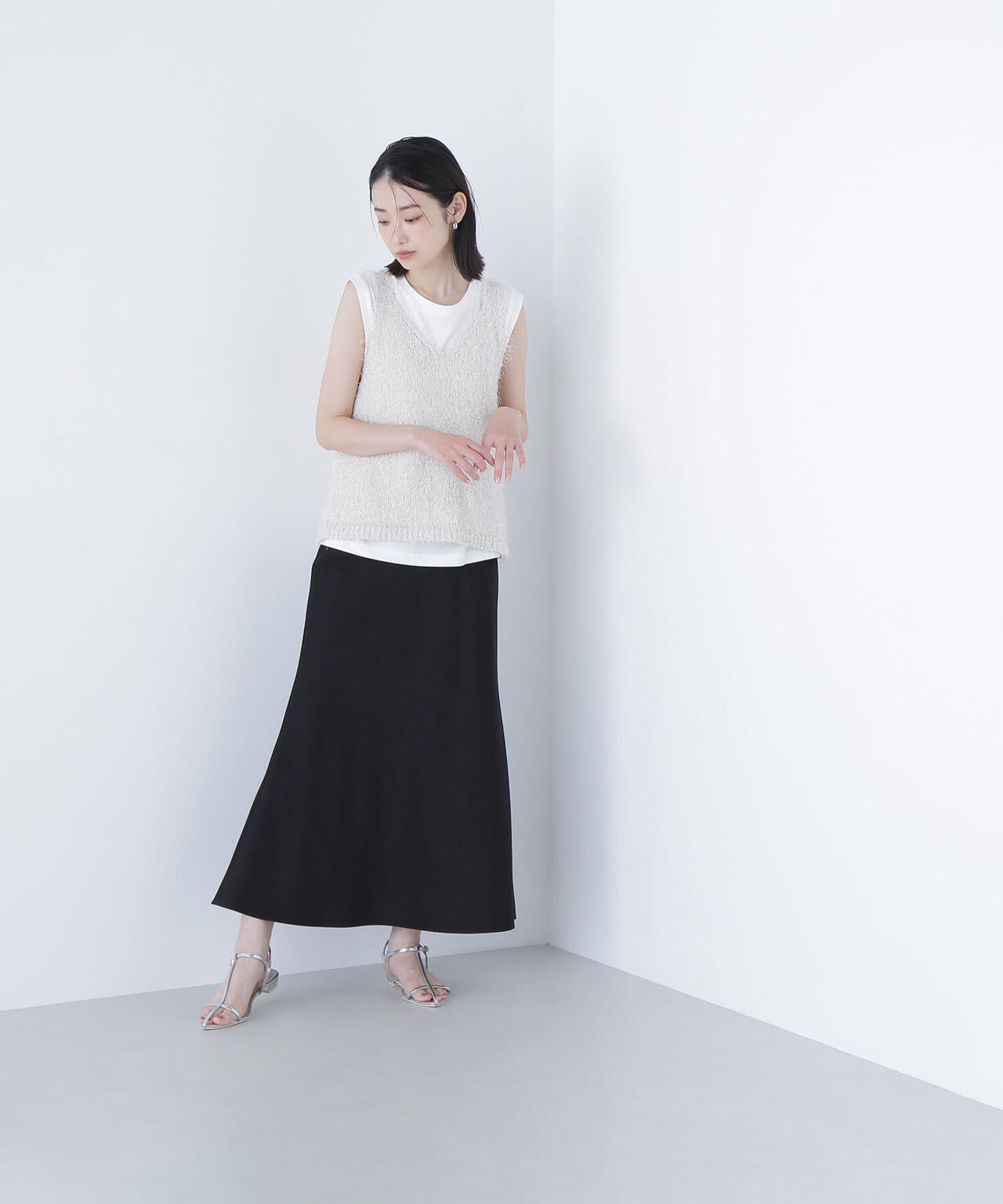 フリンジニットベストセット*