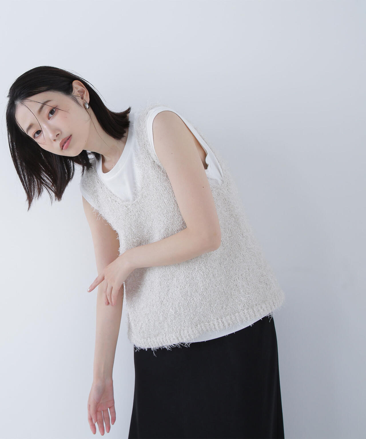 フリンジニットベストセット*