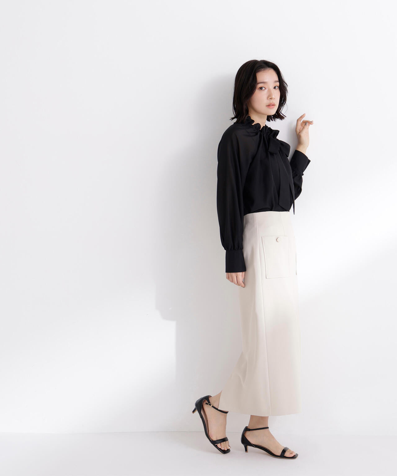 2wayシアーボウタイブラウス