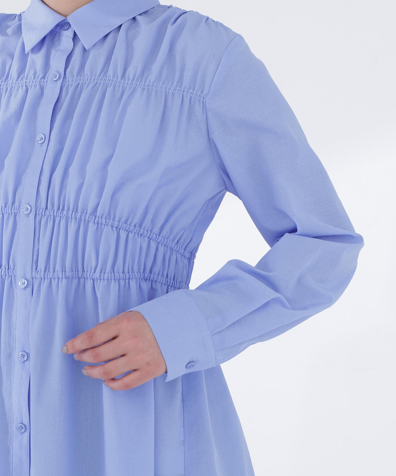 シャーリングペプラムシャツ
