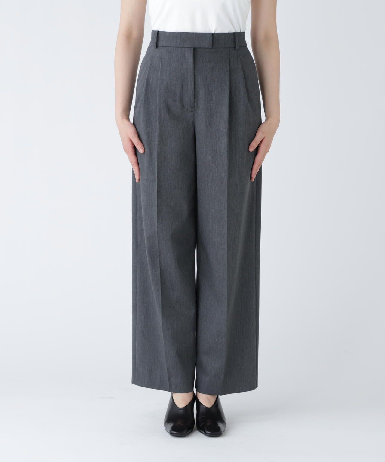 ＜365ユーティリティー＞洗えて毛玉になりにくいタックワイドパンツ