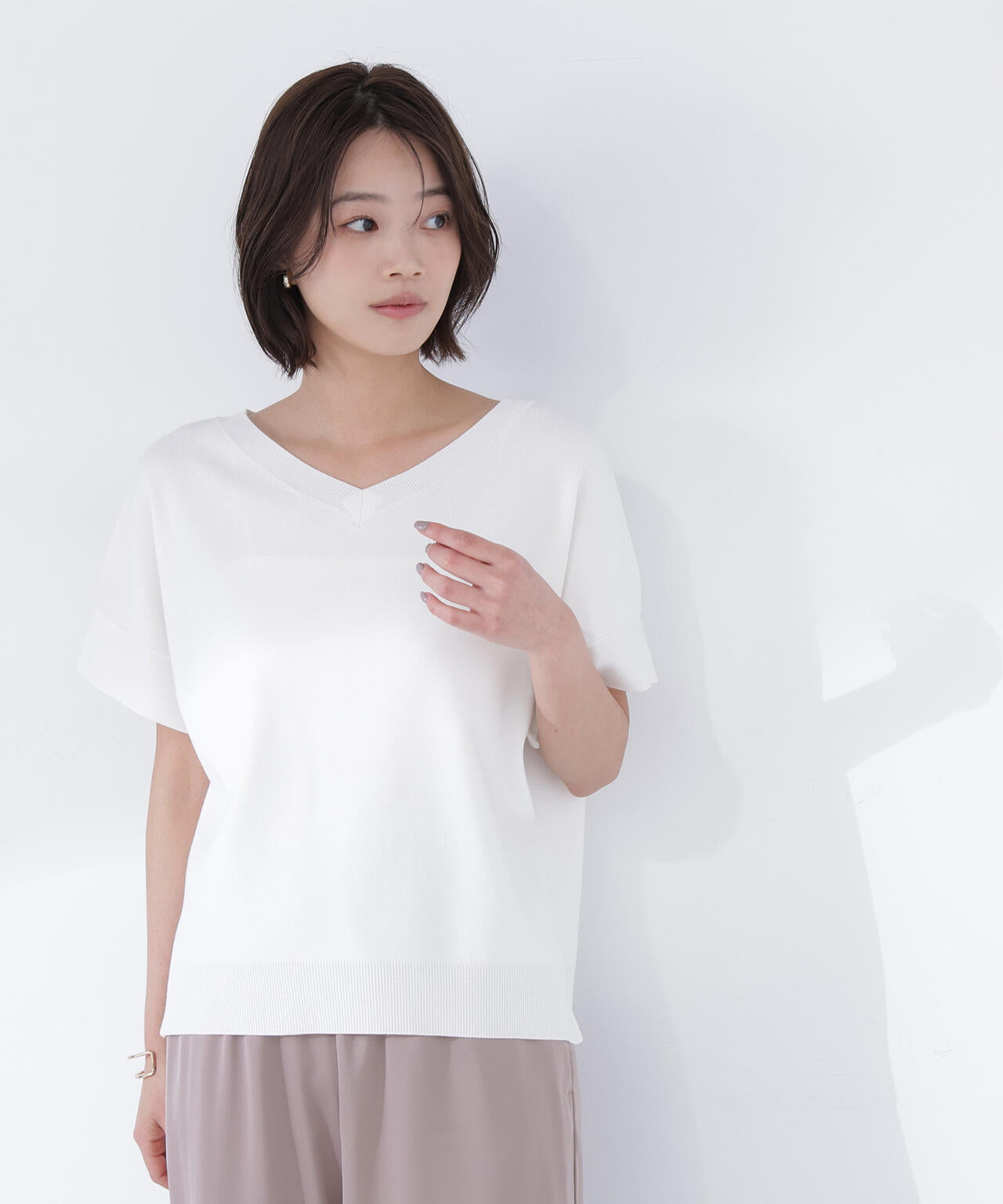 ＜sweet掲載＞総針ベーシック Vネックニット