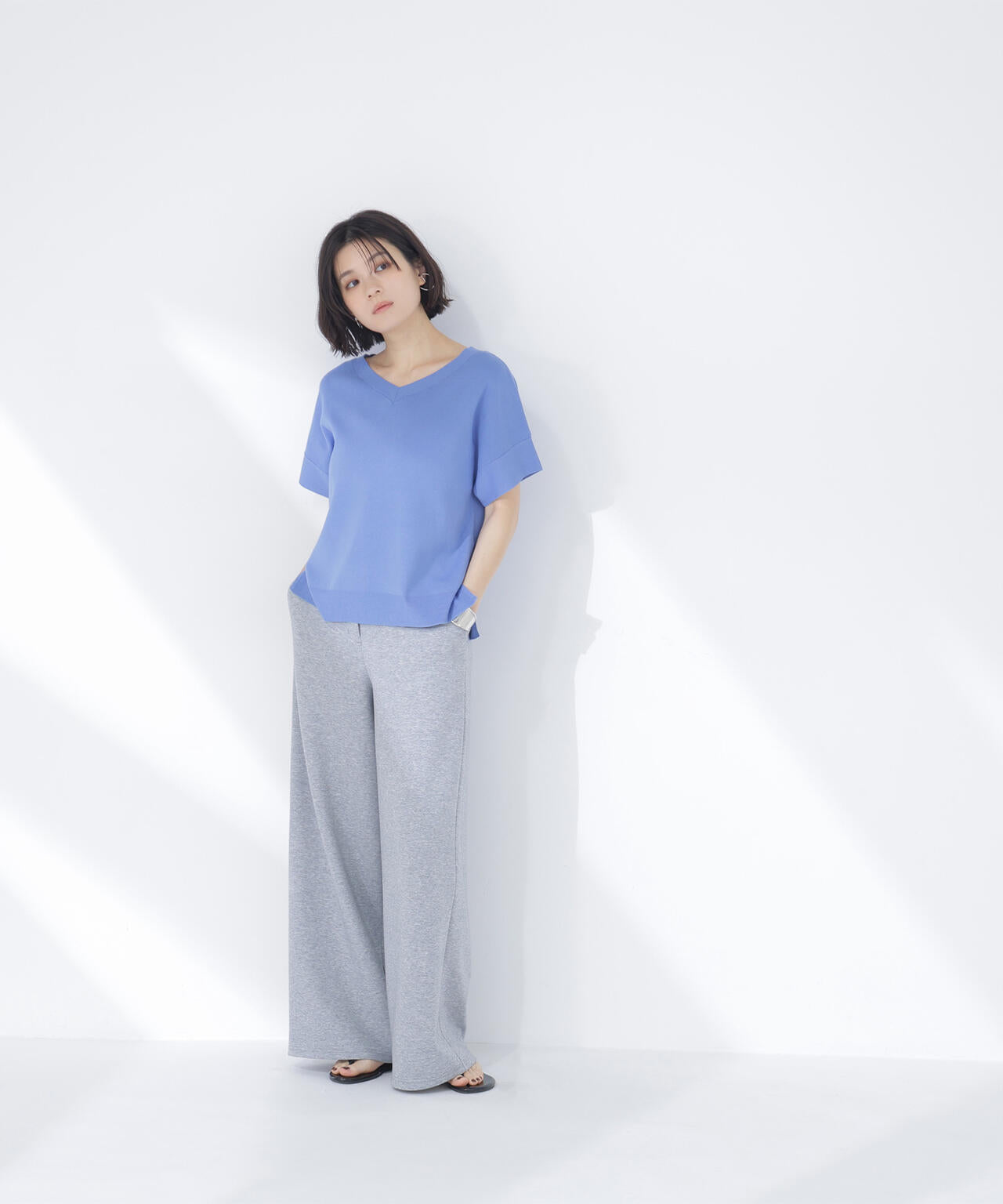 ＜sweet掲載＞総針ベーシック Vネックニット