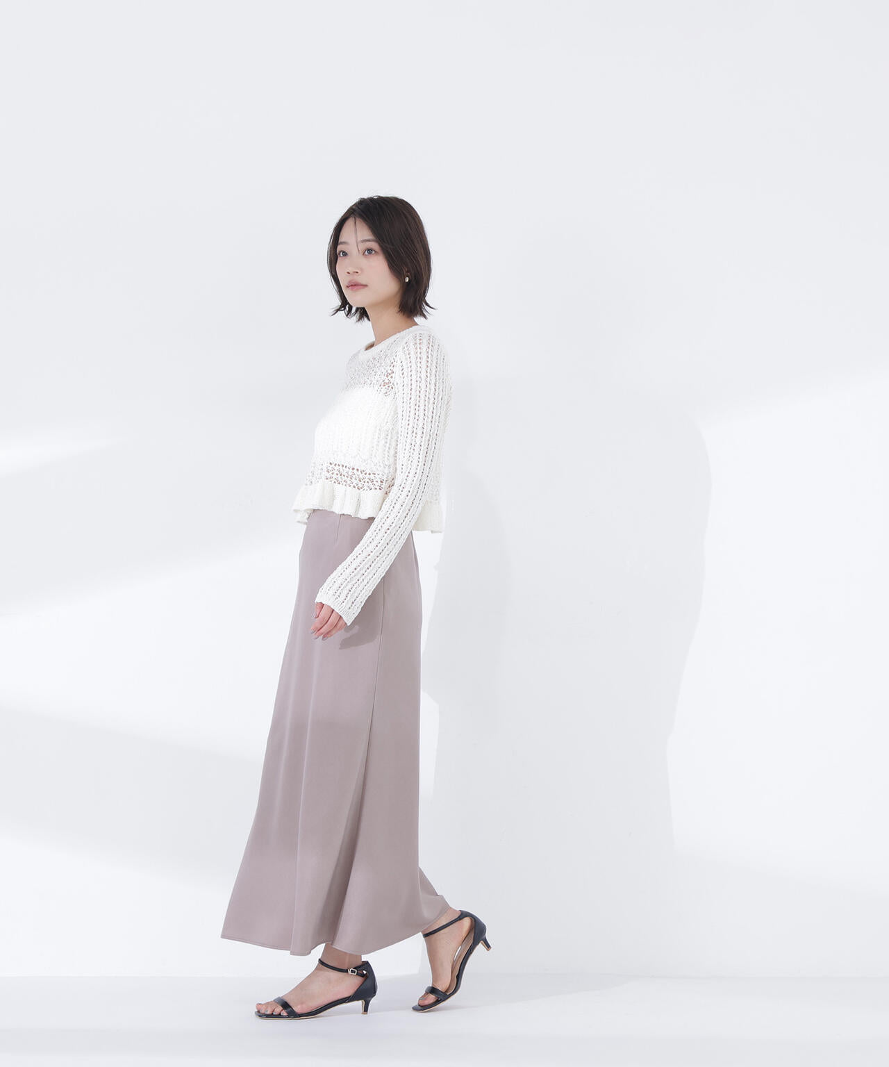 ＜sweet掲載＞クロップドレースメッシュニット