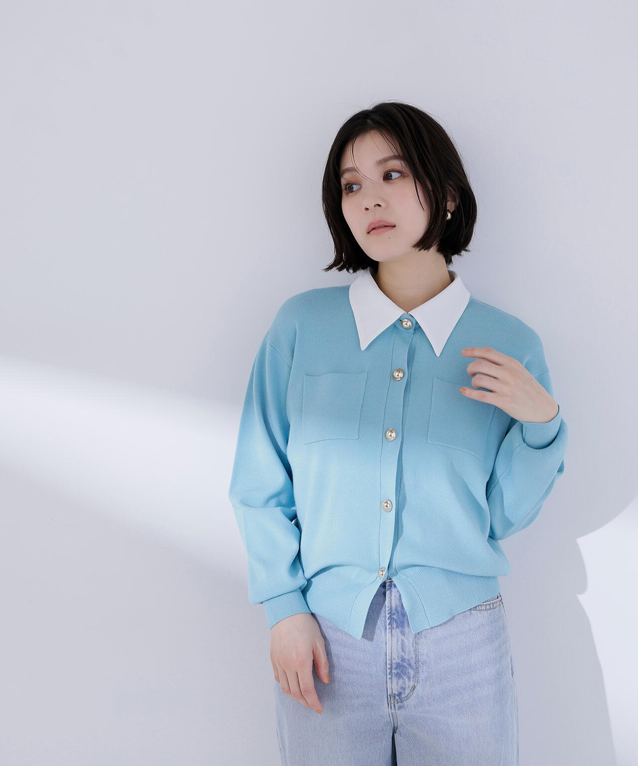 ＜CLASSY.掲載＞2wayカラーニットカーディガン
