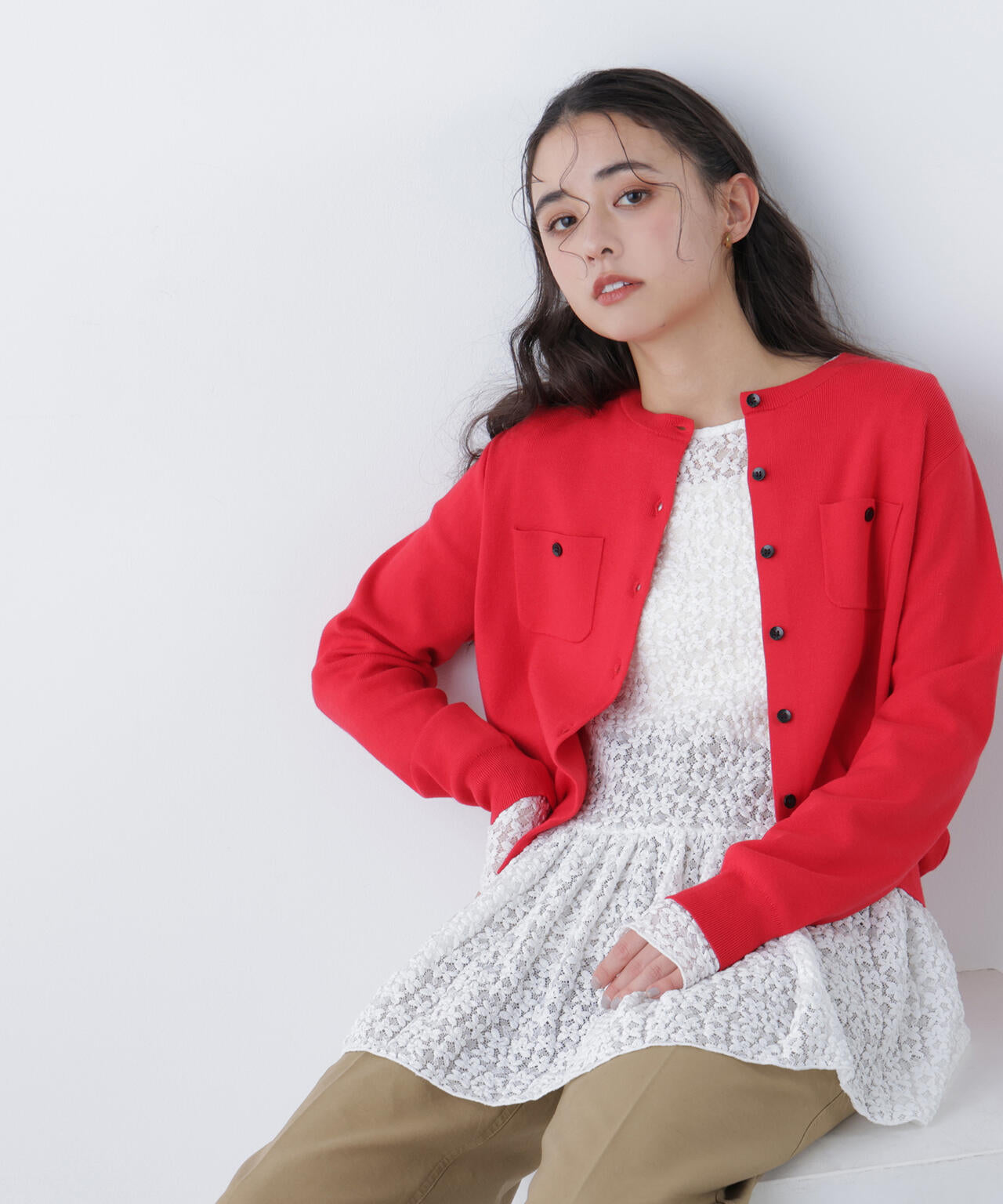 ＜CLASSY.掲載＞ベーシックポケットカーディガン