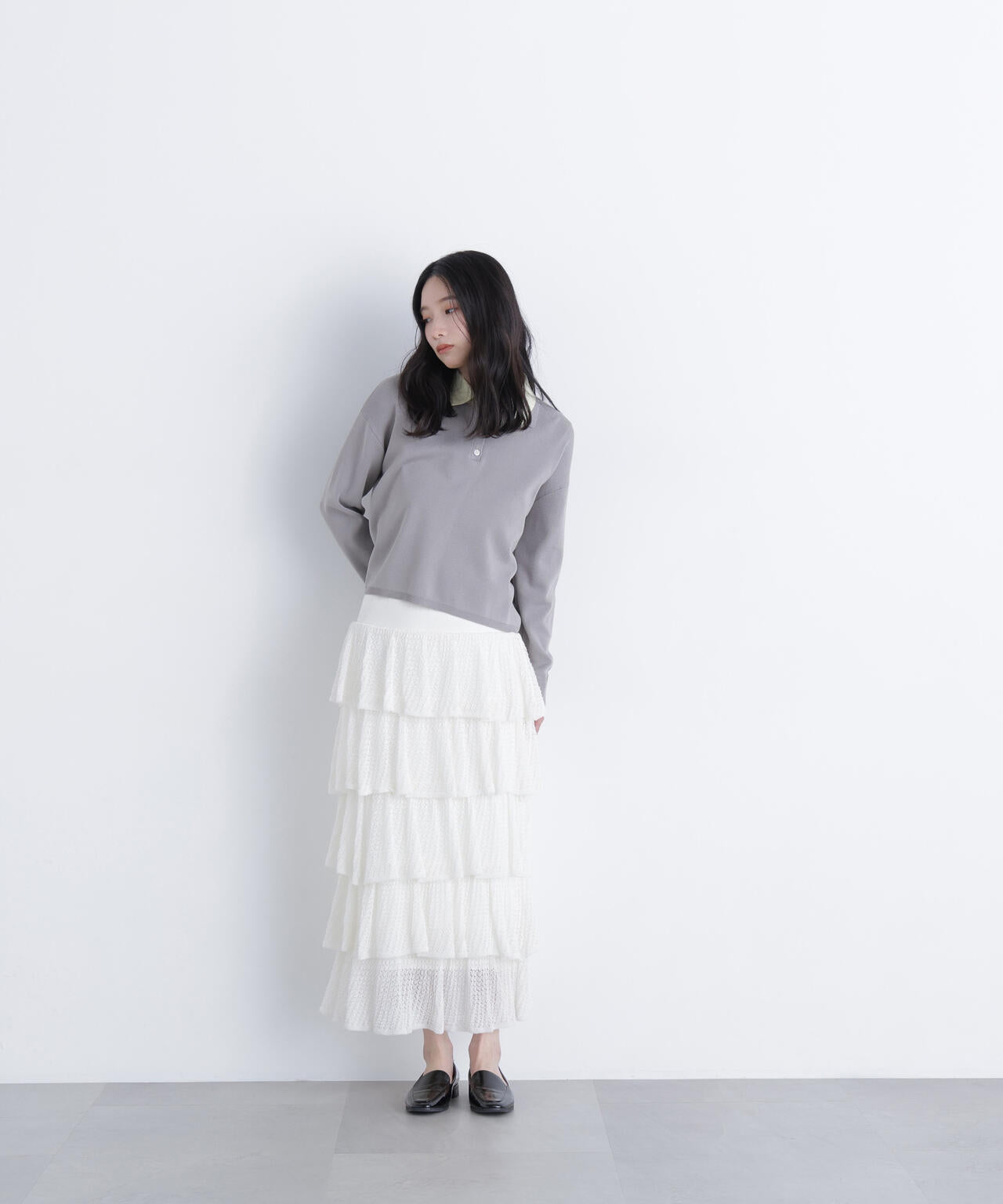 シャツレイヤードニット