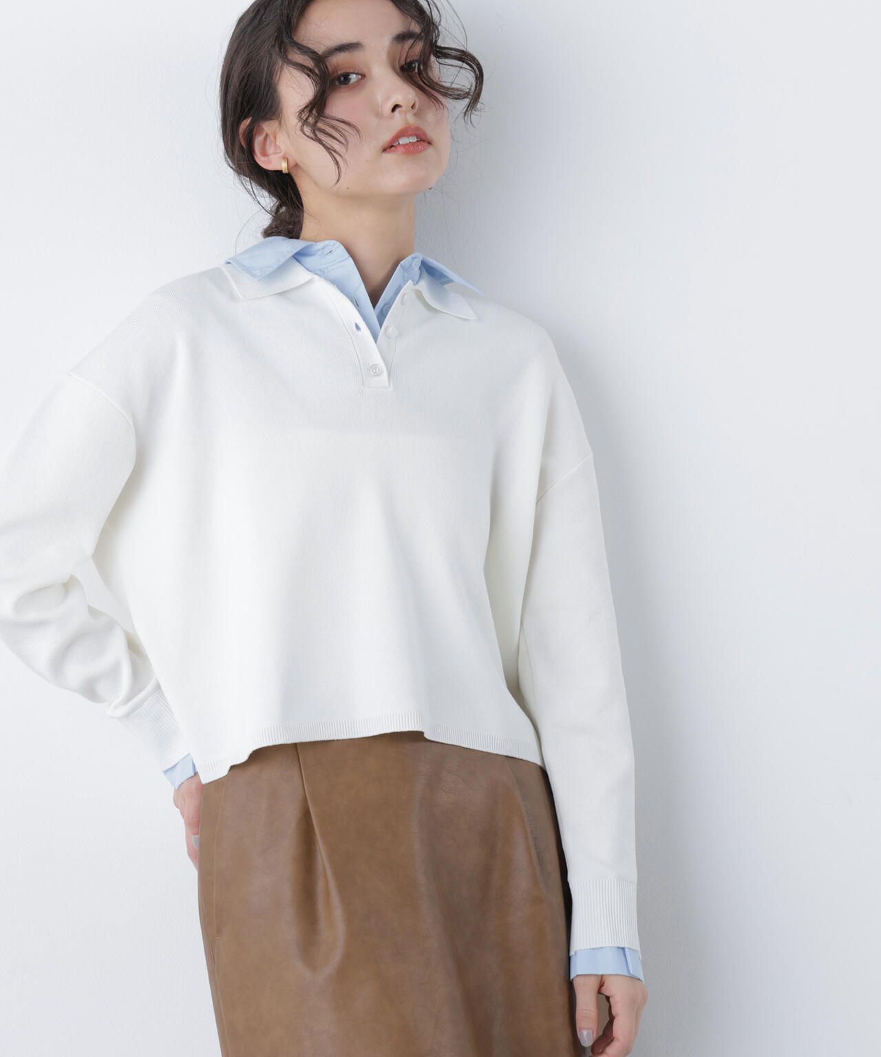 シャツレイヤードニット