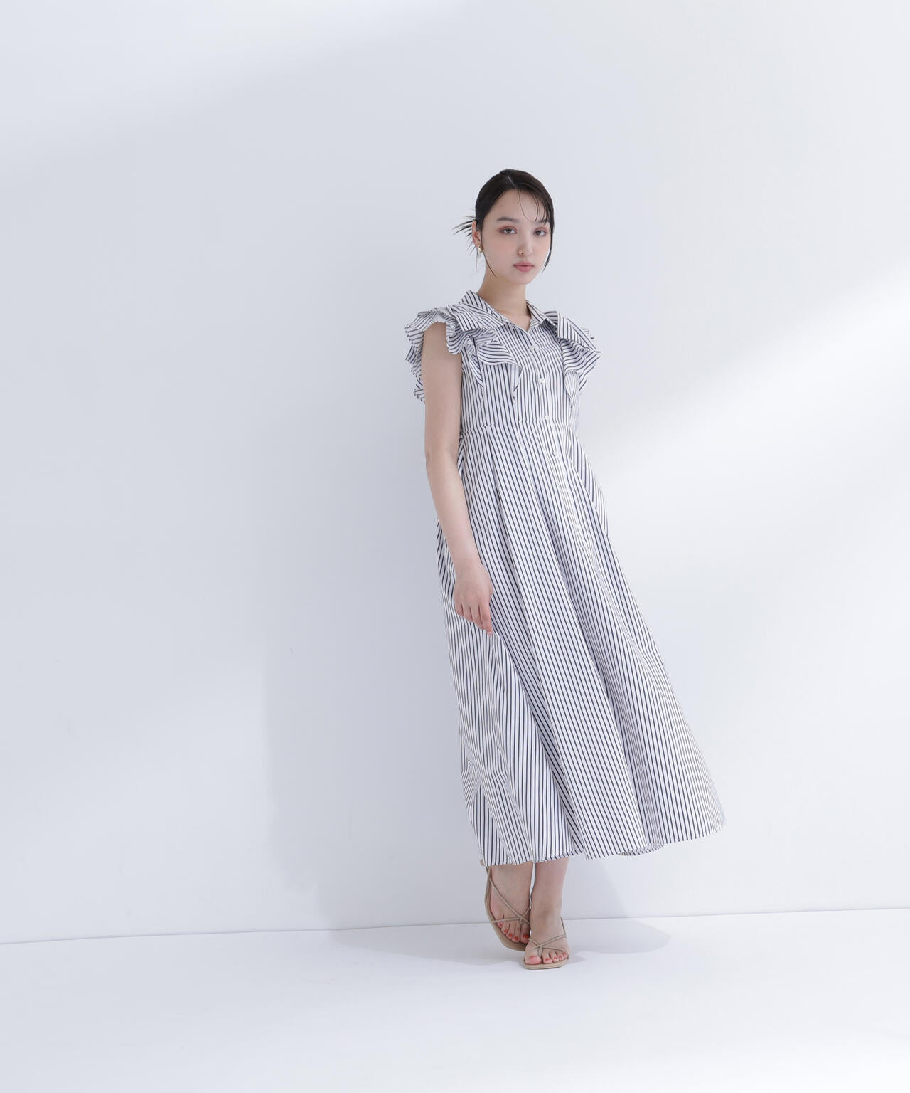 ＜山本里菜さんコラボ＞リボンラッフルシャツワンピース