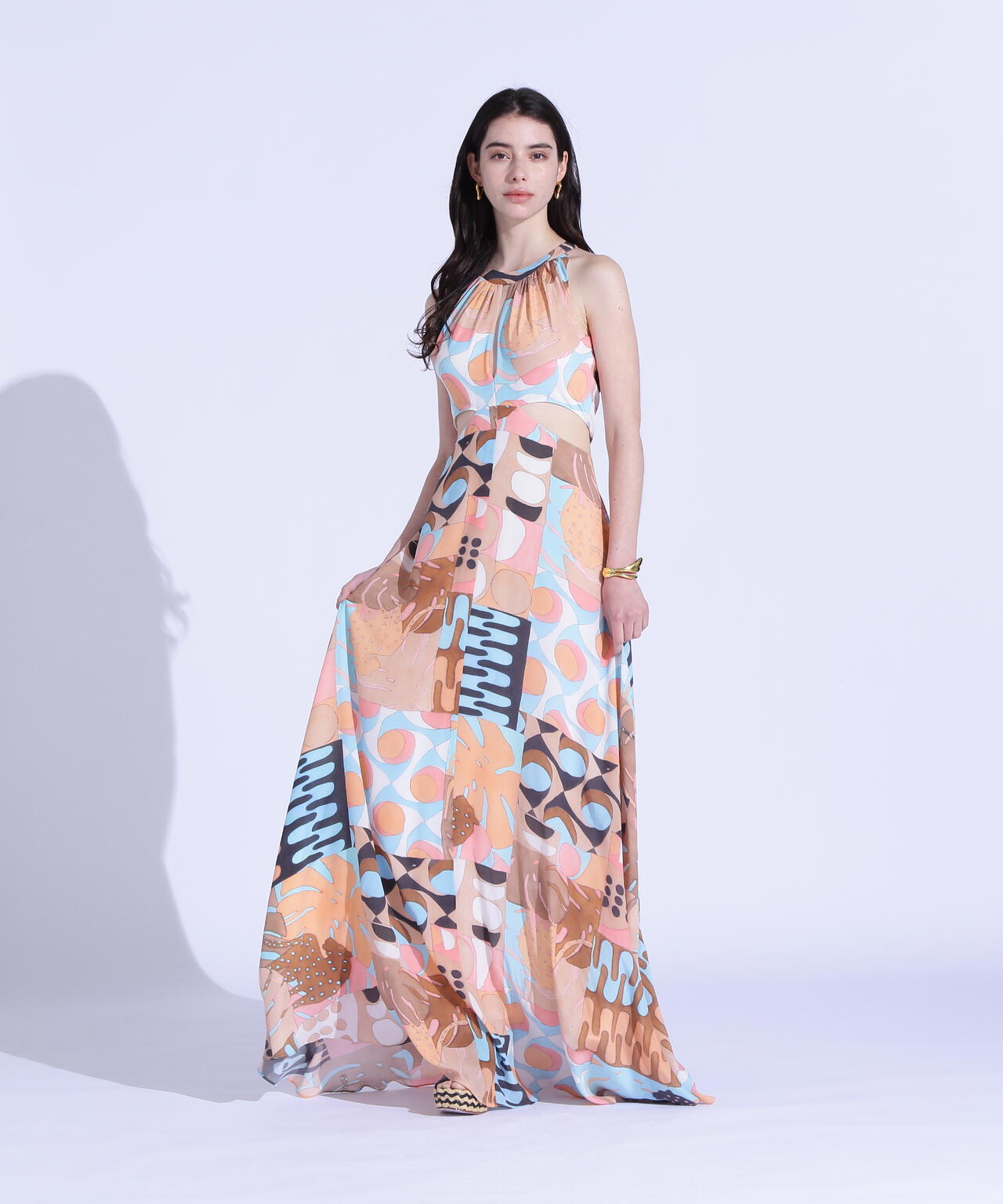 アブストラクトサントリーニマキシドレス_