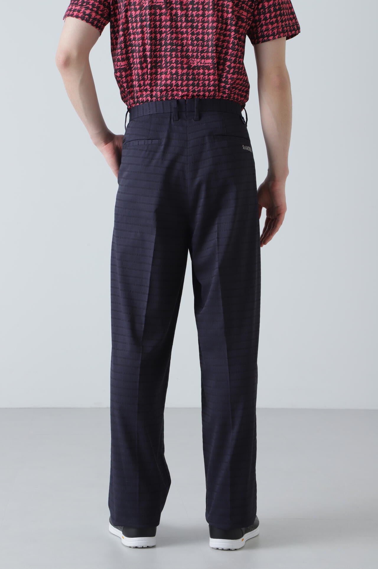 ロゴボーダージャガード 2タック入りワイドパンツ (MENS)