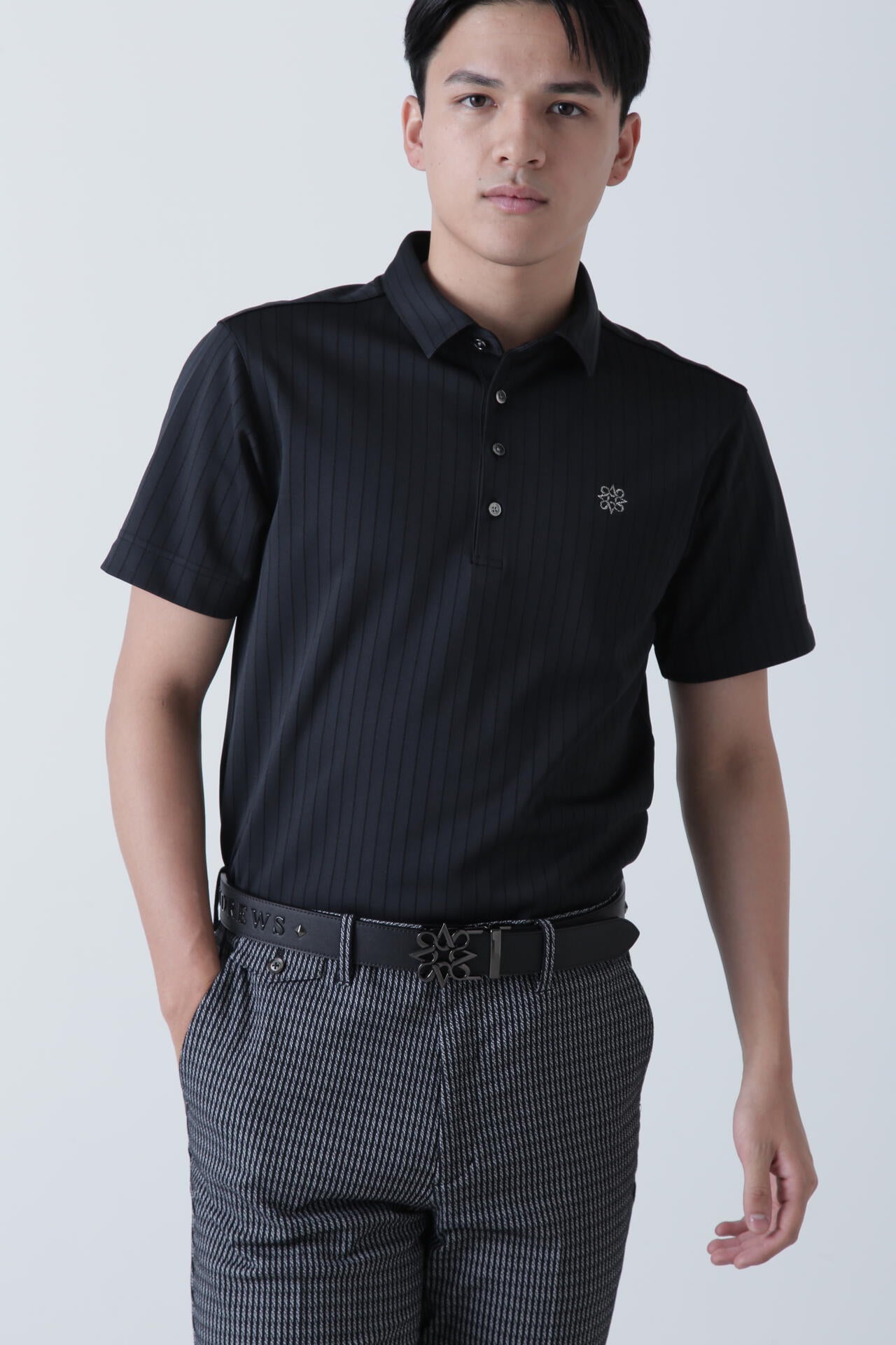 ストライプ半袖ポロシャツ (MENS)