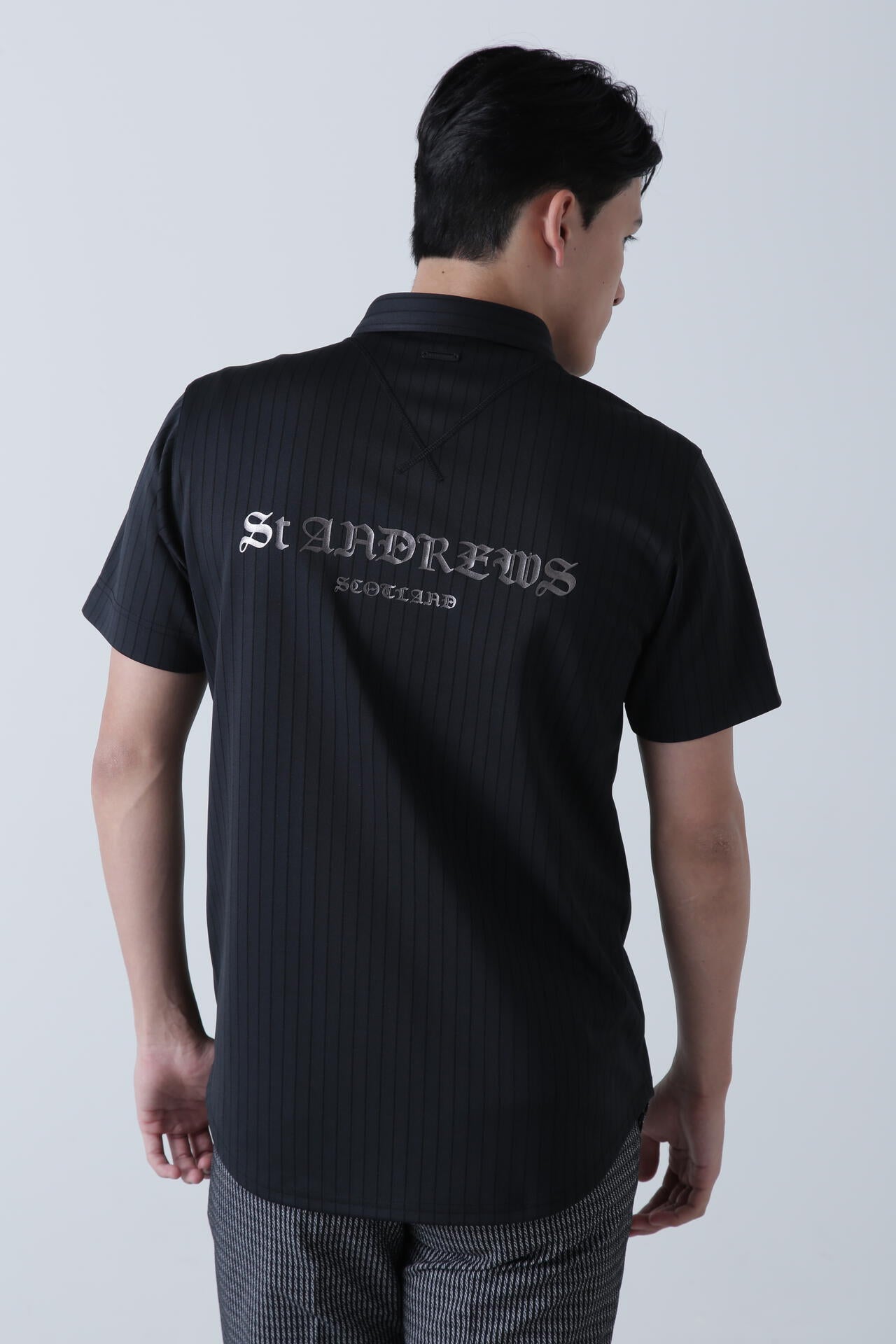 ストライプ半袖ポロシャツ (MENS)