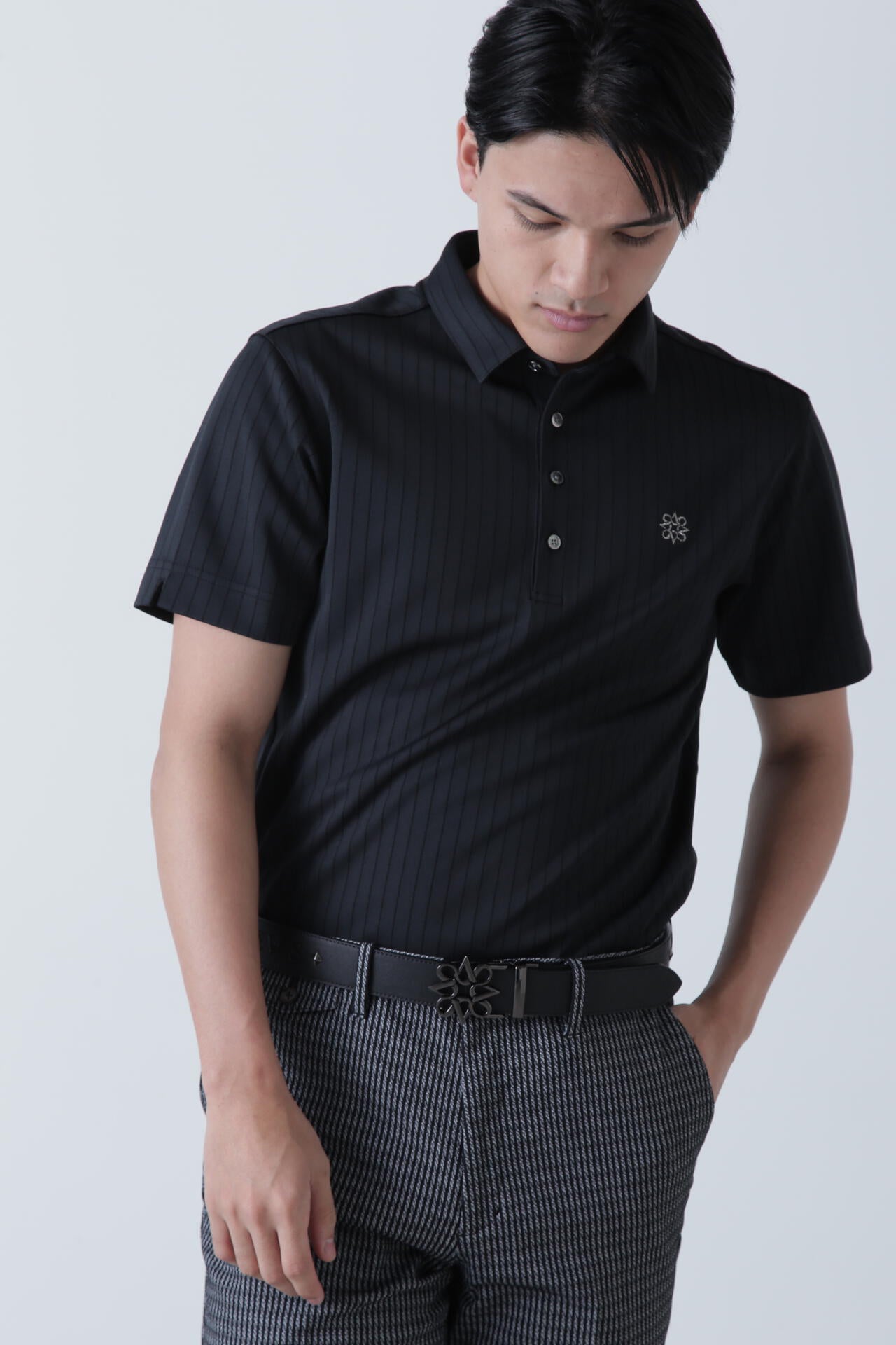 ストライプ半袖ポロシャツ (MENS)