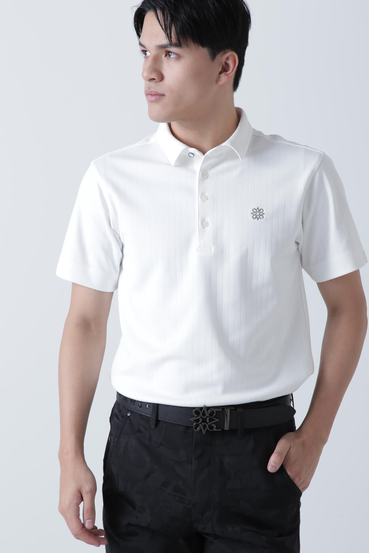 ストライプ半袖ポロシャツ (MENS)