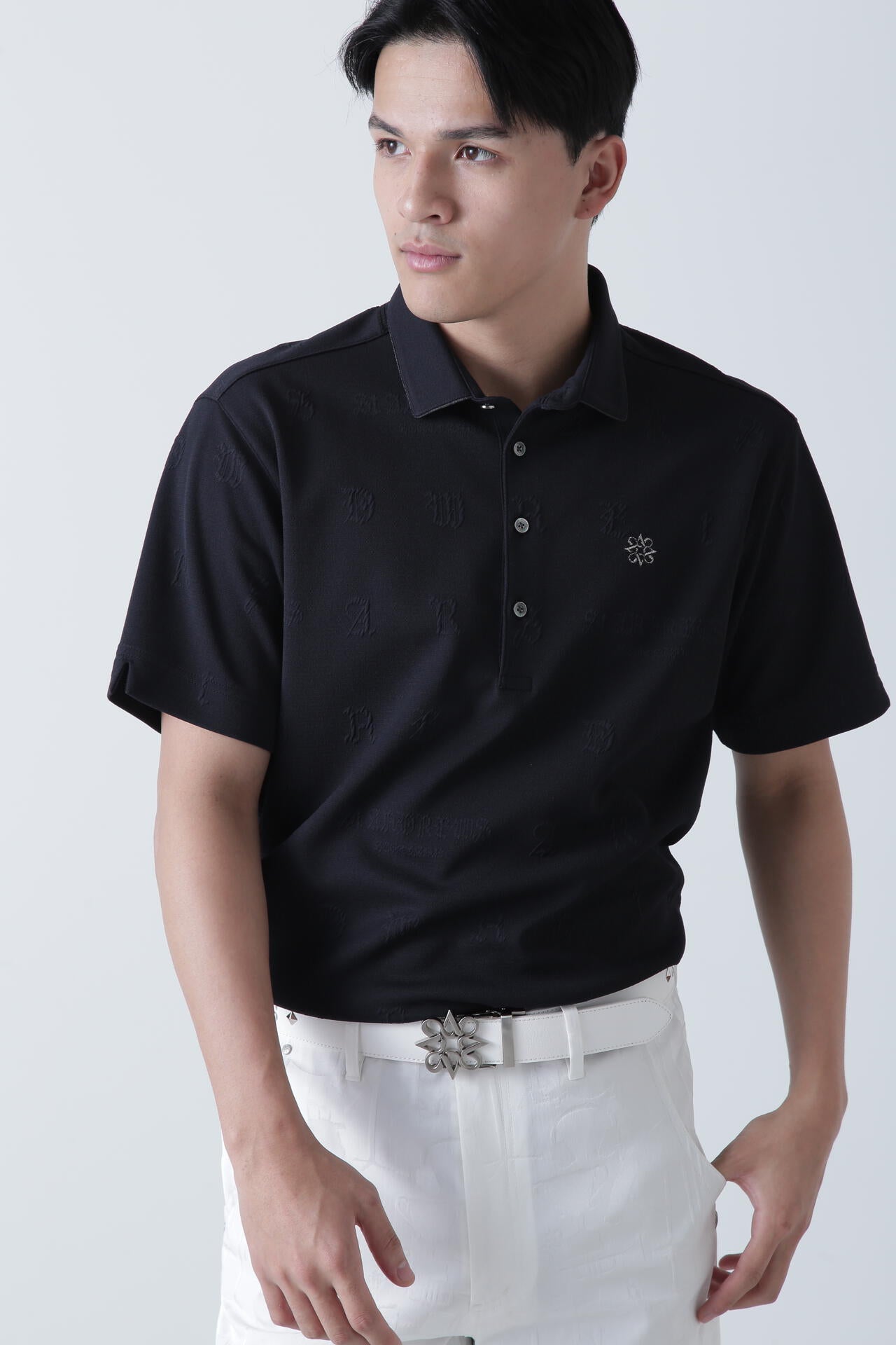 ふくれジャガードロゴ半袖ポロシャツ (MENS)